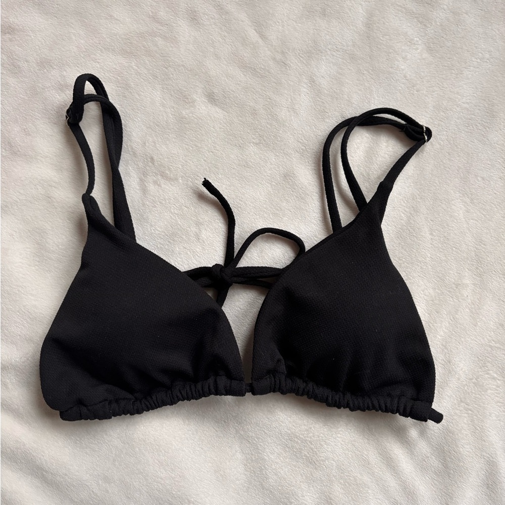 Zaful Textured Fabric Black Triangle Bikini Top